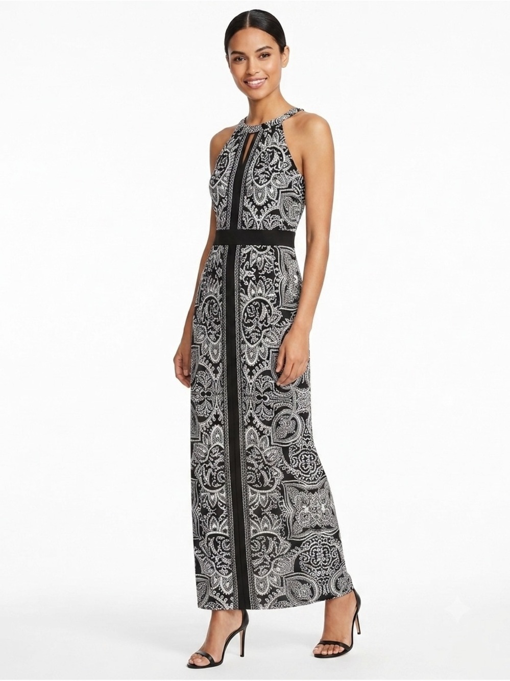 [WHBM] Black Printed Maxi Dress